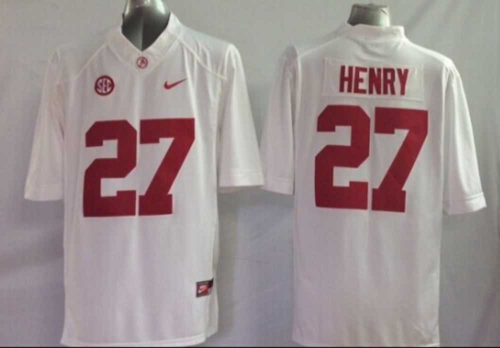 Men's Alabama Crimson Tide Derrick Henry #27 White Jersey